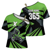 Custom Green Extreme Motocross Cross Shoulder Shirt Dirt Bike Rider Design - Wonder Print Shop