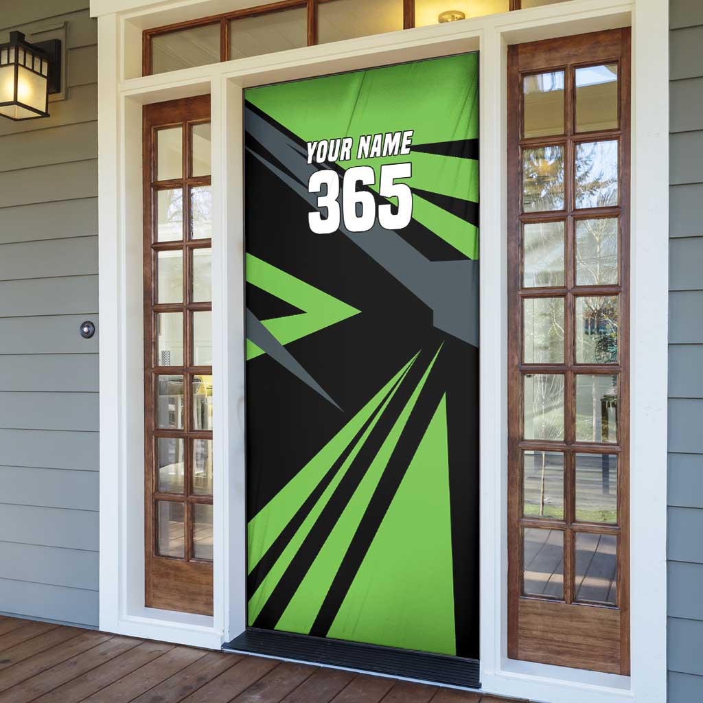 Custom Green Extreme Motocross Door Cover Dirt Bike Rider Design - Wonder Print Shop