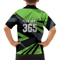 Custom Green Extreme Motocross Family Matching Off The Shoulder Long Sleeve Dress and Hawaiian Shirt Dirt Bike Rider Design - Wonder Print Shop