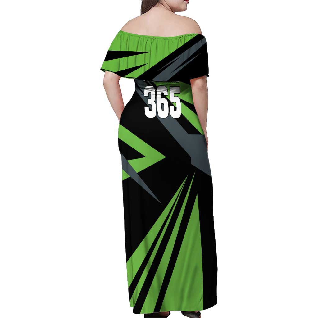 Custom Green Extreme Motocross Family Matching Off Shoulder Maxi Dress and Hawaiian Shirt Dirt Bike Rider Design - Wonder Print Shop
