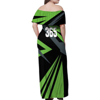 Custom Green Extreme Motocross Family Matching Off Shoulder Maxi Dress and Hawaiian Shirt Dirt Bike Rider Design - Wonder Print Shop
