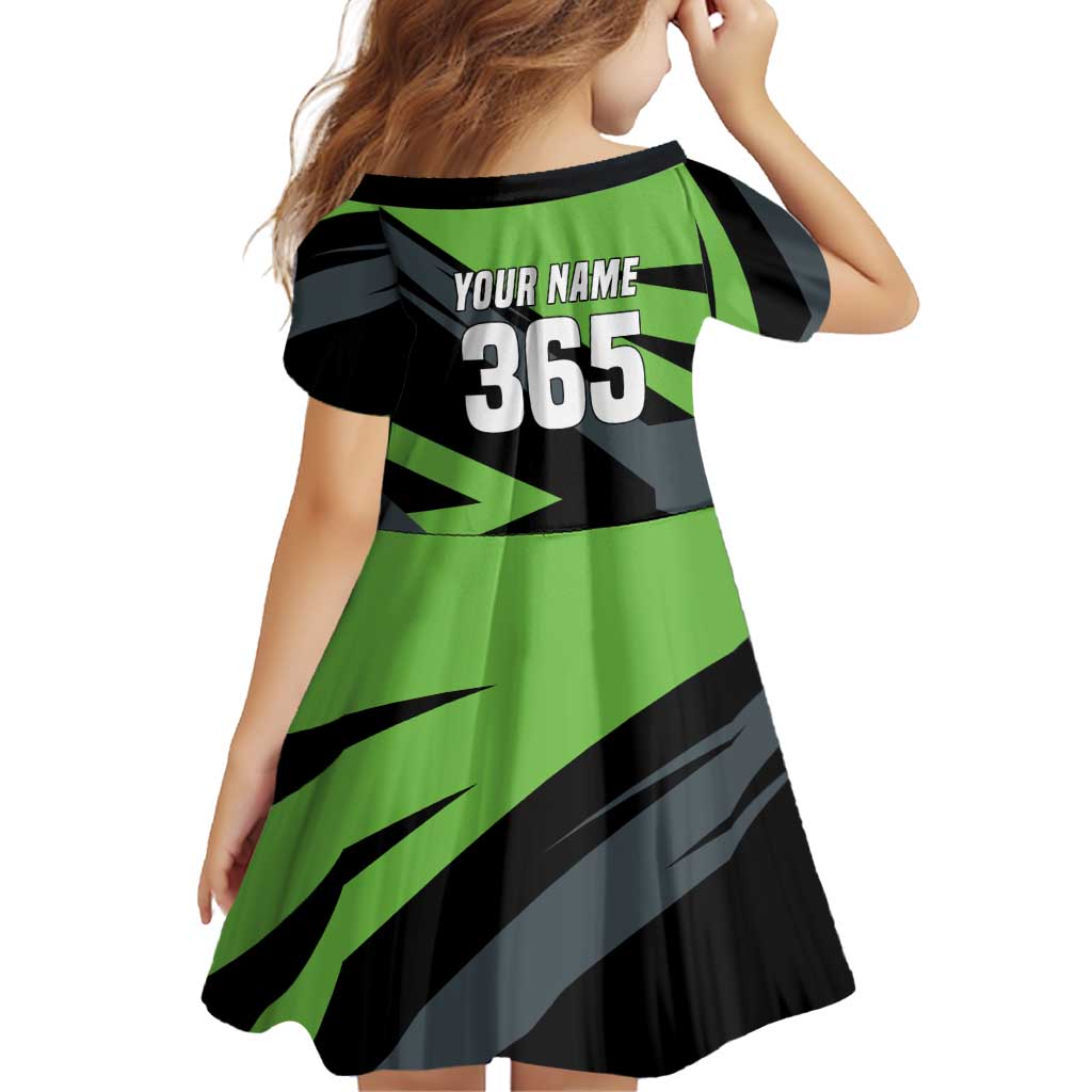 Custom Green Extreme Motocross Family Matching Off Shoulder Short Dress and Hawaiian Shirt Dirt Bike Rider Design - Wonder Print Shop