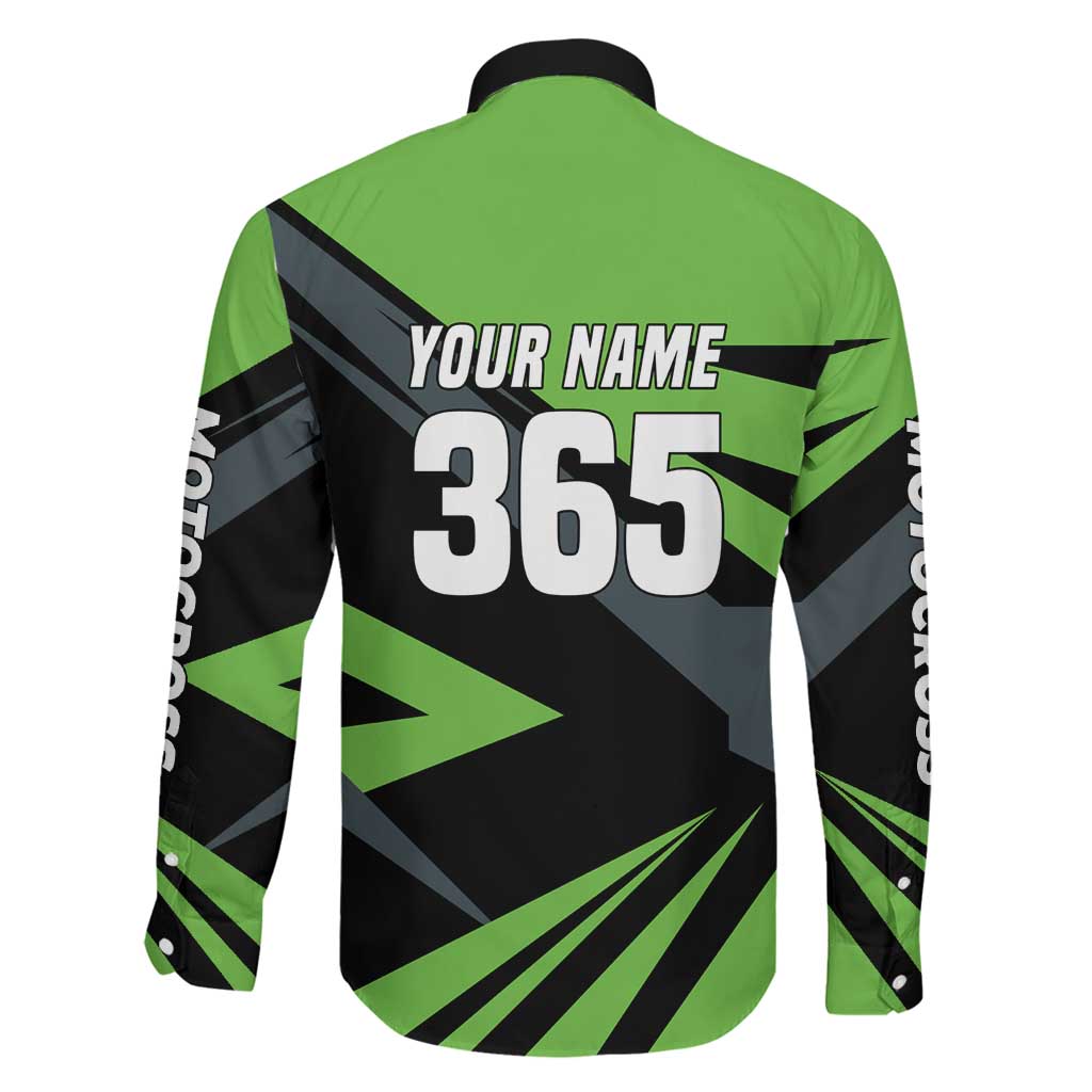 Custom Green Extreme Motocross Family Matching Off Shoulder Short Dress and Hawaiian Shirt Dirt Bike Rider Design - Wonder Print Shop