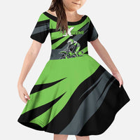 Custom Green Extreme Motocross Family Matching Puletasi and Hawaiian Shirt Dirt Bike Rider Design - Wonder Print Shop
