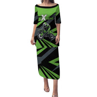 Custom Green Extreme Motocross Family Matching Puletasi and Hawaiian Shirt Dirt Bike Rider Design - Wonder Print Shop