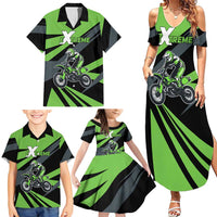 Custom Green Extreme Motocross Family Matching Summer Maxi Dress and Hawaiian Shirt Dirt Bike Rider Design - Wonder Print Shop
