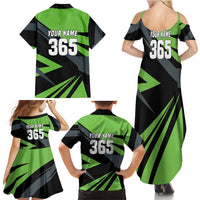 Custom Green Extreme Motocross Family Matching Summer Maxi Dress and Hawaiian Shirt Dirt Bike Rider Design - Wonder Print Shop
