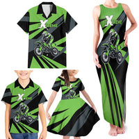 Custom Green Extreme Motocross Family Matching Tank Maxi Dress and Hawaiian Shirt Dirt Bike Rider Design - Wonder Print Shop