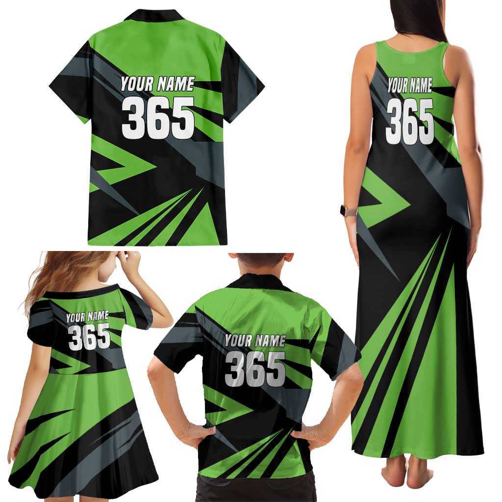 Custom Green Extreme Motocross Family Matching Tank Maxi Dress and Hawaiian Shirt Dirt Bike Rider Design - Wonder Print Shop