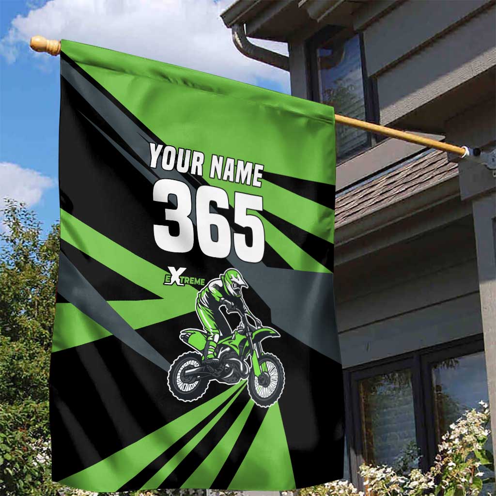 Custom Green Extreme Motocross Garden Flag Dirt Bike Rider Design - Wonder Print Shop