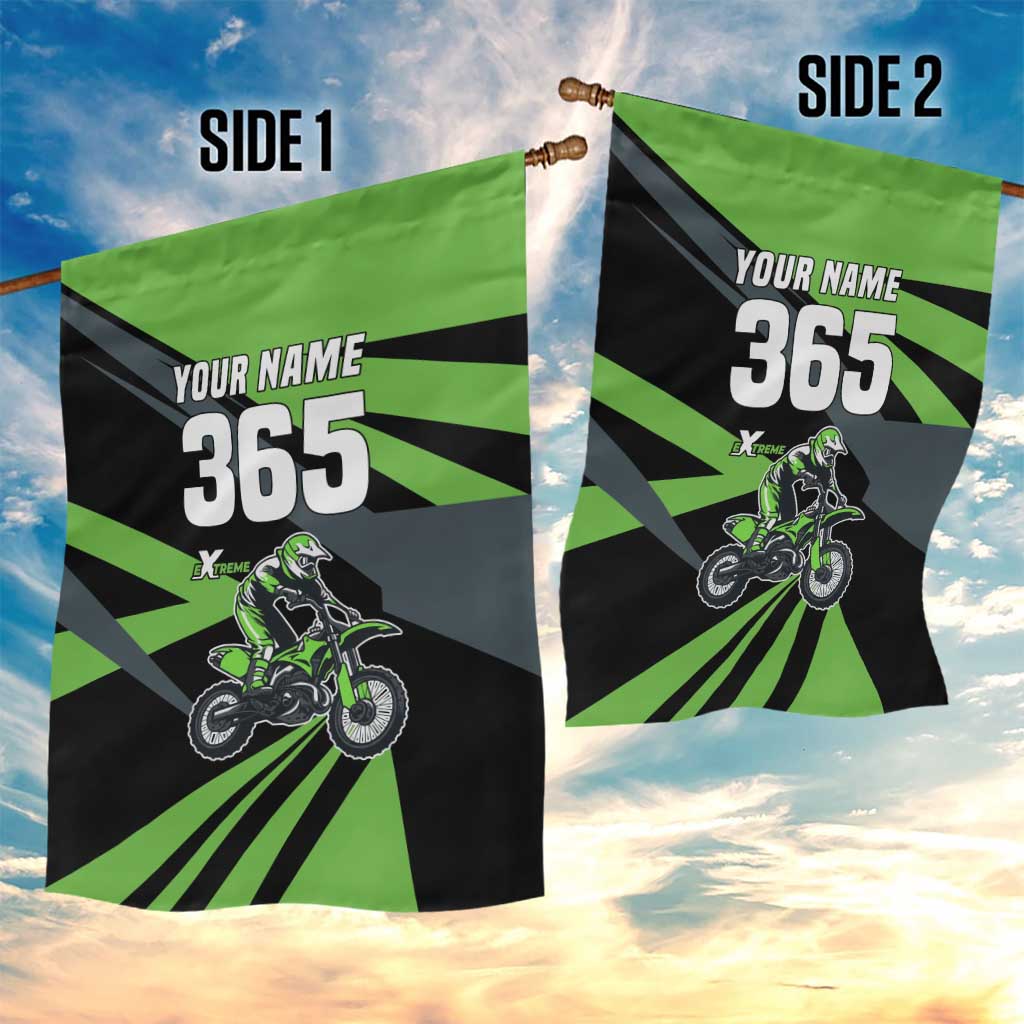 Custom Green Extreme Motocross Garden Flag Dirt Bike Rider Design - Wonder Print Shop