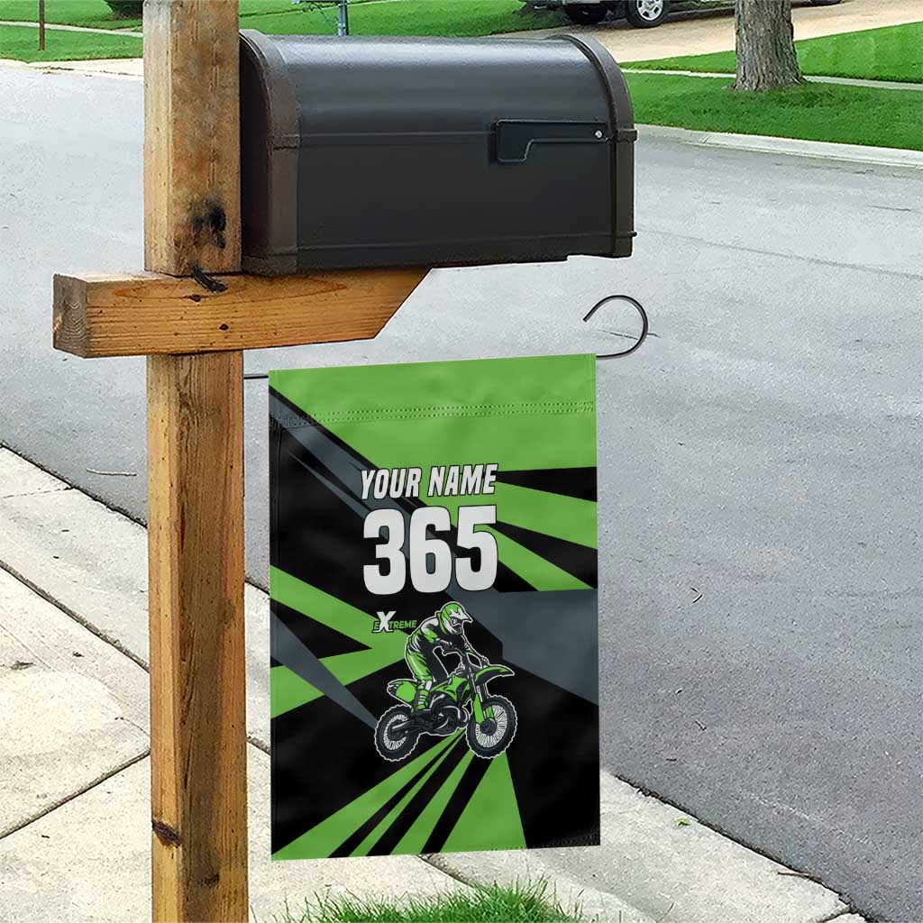 Custom Green Extreme Motocross Garden Flag Dirt Bike Rider Design - Wonder Print Shop