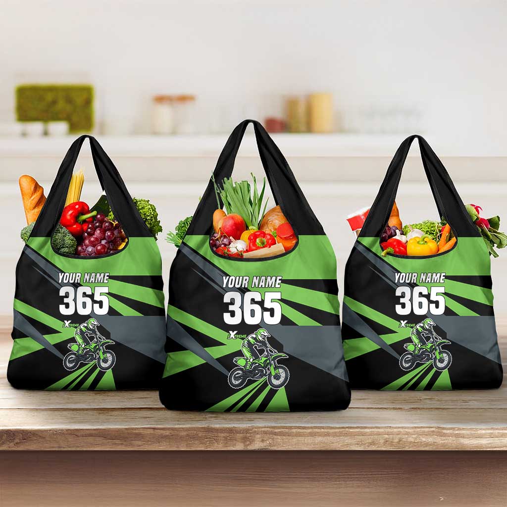 Custom Green Extreme Motocross Grocery Bag Dirt Bike Rider Design - Wonder Print Shop