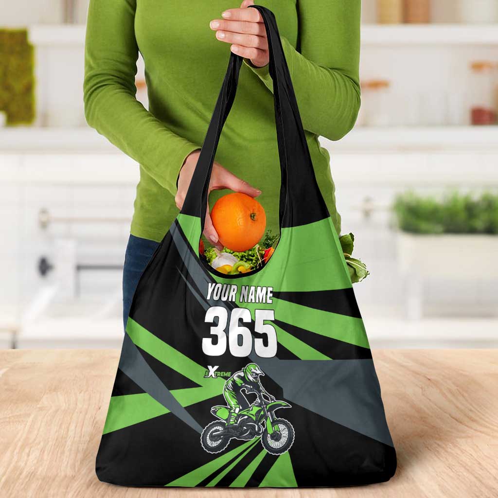 Custom Green Extreme Motocross Grocery Bag Dirt Bike Rider Design - Wonder Print Shop