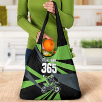 Custom Green Extreme Motocross Grocery Bag Dirt Bike Rider Design - Wonder Print Shop
