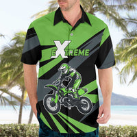 Custom Green Extreme Motocross Hawaiian Shirt Dirt Bike Rider Design - Wonder Print Shop