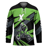 Custom Green Extreme Motocross Hockey Jersey Dirt Bike Rider Design - Wonder Print Shop