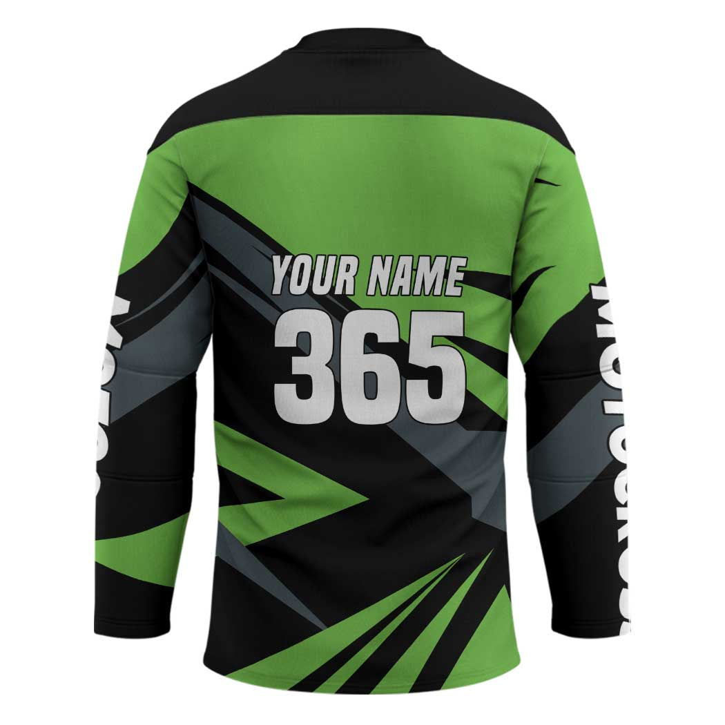 Custom Green Extreme Motocross Hockey Jersey Dirt Bike Rider Design - Wonder Print Shop
