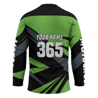 Custom Green Extreme Motocross Hockey Jersey Dirt Bike Rider Design - Wonder Print Shop