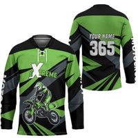 Custom Green Extreme Motocross Hockey Jersey Dirt Bike Rider Design - Wonder Print Shop