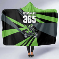 Custom Green Extreme Motocross Hooded Blanket Dirt Bike Rider Design - Wonder Print Shop