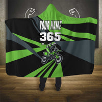 Custom Green Extreme Motocross Hooded Blanket Dirt Bike Rider Design - Wonder Print Shop
