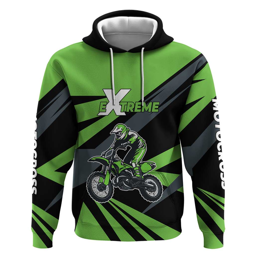 Custom Green Extreme Motocross Hoodie Dirt Bike Rider Design - Wonder Print Shop