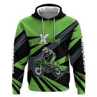 Custom Green Extreme Motocross Hoodie Dirt Bike Rider Design - Wonder Print Shop