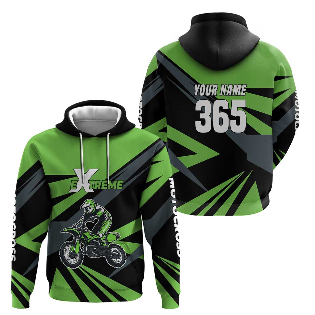 Custom Green Extreme Motocross Hoodie Dirt Bike Rider Design - Wonder Print Shop