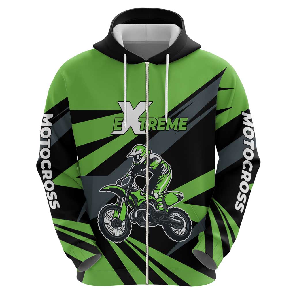 Custom Green Extreme Motocross Hoodie Dirt Bike Rider Design - Wonder Print Shop