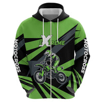 Custom Green Extreme Motocross Hoodie Dirt Bike Rider Design - Wonder Print Shop
