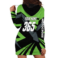 Custom Green Extreme Motocross Hoodie Dress Dirt Bike Rider Design - Wonder Print Shop
