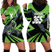 Custom Green Extreme Motocross Hoodie Dress Dirt Bike Rider Design - Wonder Print Shop