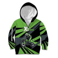 Custom Green Extreme Motocross Kid Hoodie Dirt Bike Rider Design - Wonder Print Shop