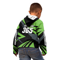 Custom Green Extreme Motocross Kid Hoodie Dirt Bike Rider Design - Wonder Print Shop