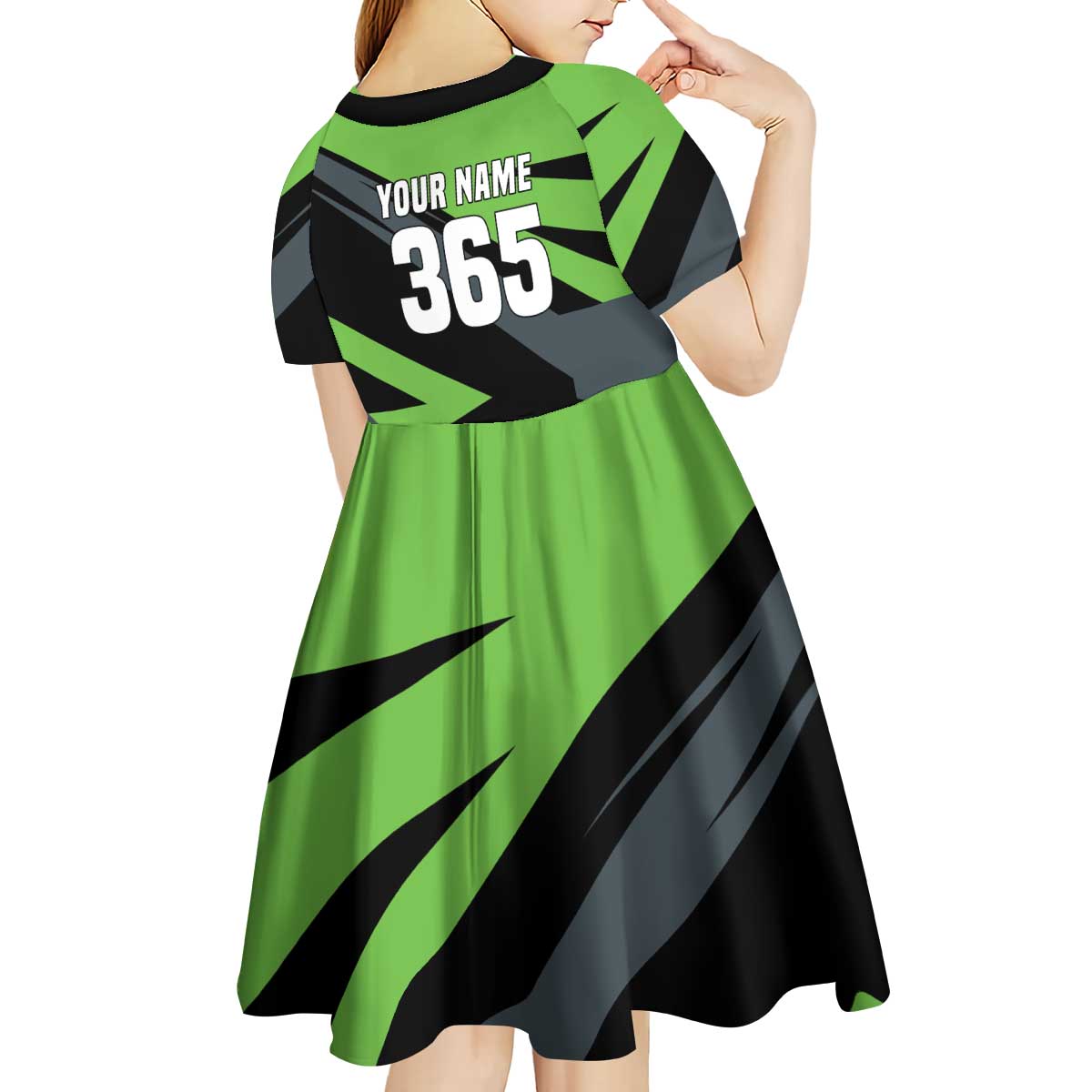 Custom Green Extreme Motocross Kid Short Sleeve Dress Dirt Bike Rider Design - Wonder Print Shop