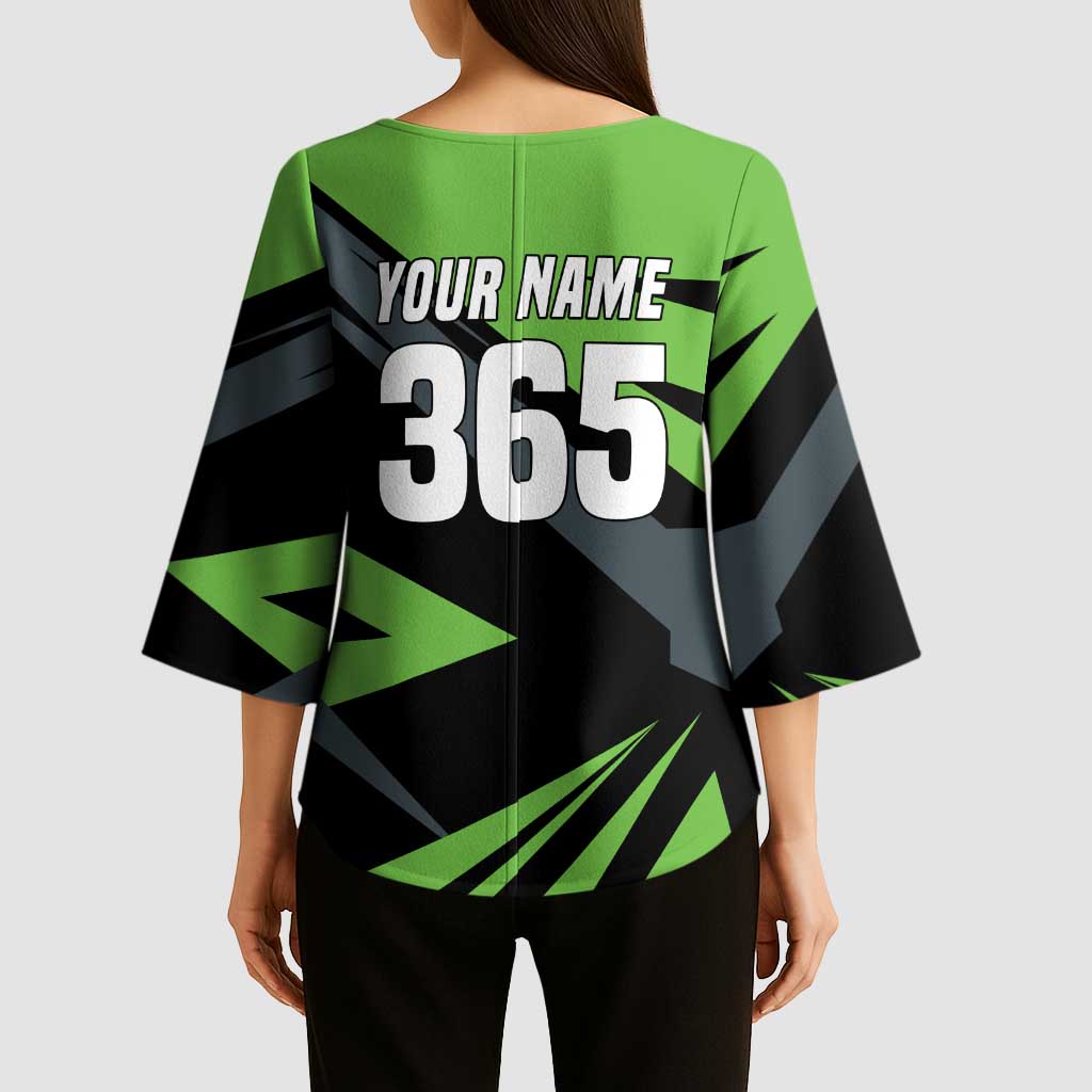 Custom Green Extreme Motocross Kimono Sleeve Blouse Dirt Bike Rider Design - Wonder Print Shop