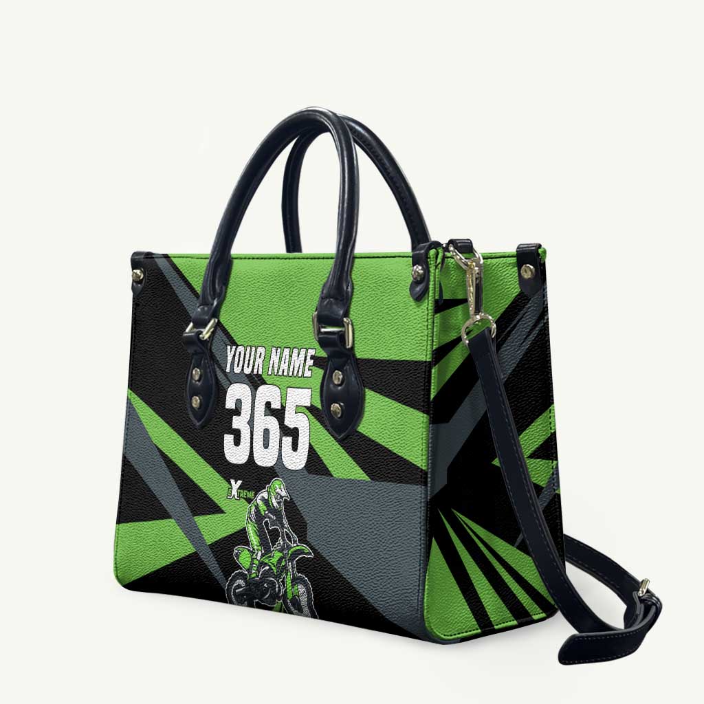 Custom Green Extreme Motocross Leather Bag Dirt Bike Rider Design - Wonder Print Shop