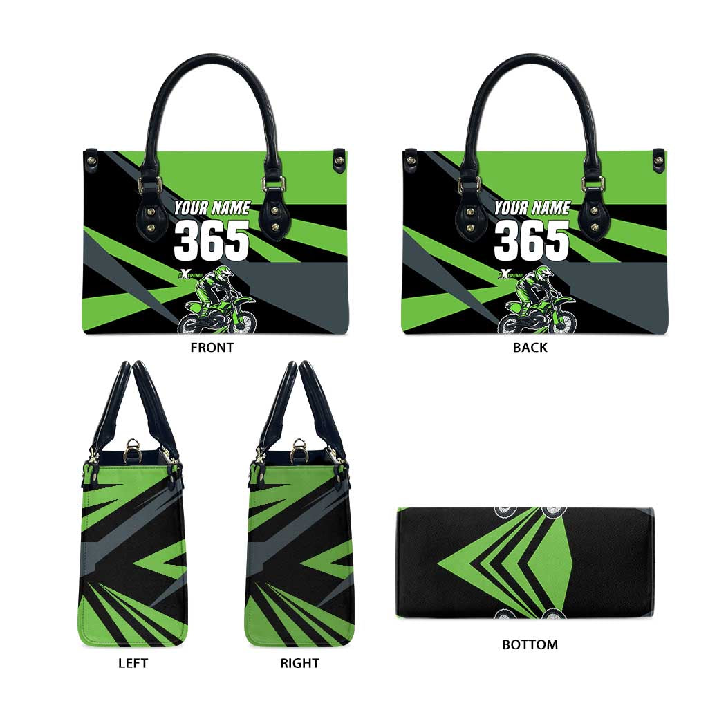 Custom Green Extreme Motocross Leather Bag Dirt Bike Rider Design - Wonder Print Shop