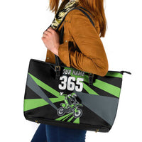 Custom Green Extreme Motocross Leather Tote Bag Dirt Bike Rider Design - Wonder Print Shop