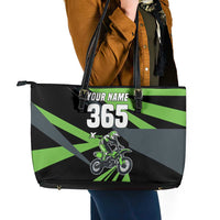 Custom Green Extreme Motocross Leather Tote Bag Dirt Bike Rider Design - Wonder Print Shop