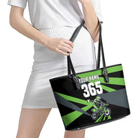 Custom Green Extreme Motocross Leather Tote Bag Dirt Bike Rider Design - Wonder Print Shop