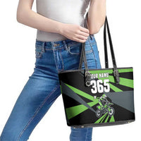 Custom Green Extreme Motocross Leather Tote Bag Dirt Bike Rider Design - Wonder Print Shop