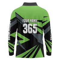 Custom Green Extreme Motocross Long Sleeve Polo Shirt Dirt Bike Rider Design - Wonder Print Shop