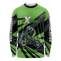 Custom Green Extreme Motocross Long Sleeve Shirt Dirt Bike Rider Design - Wonder Print Shop