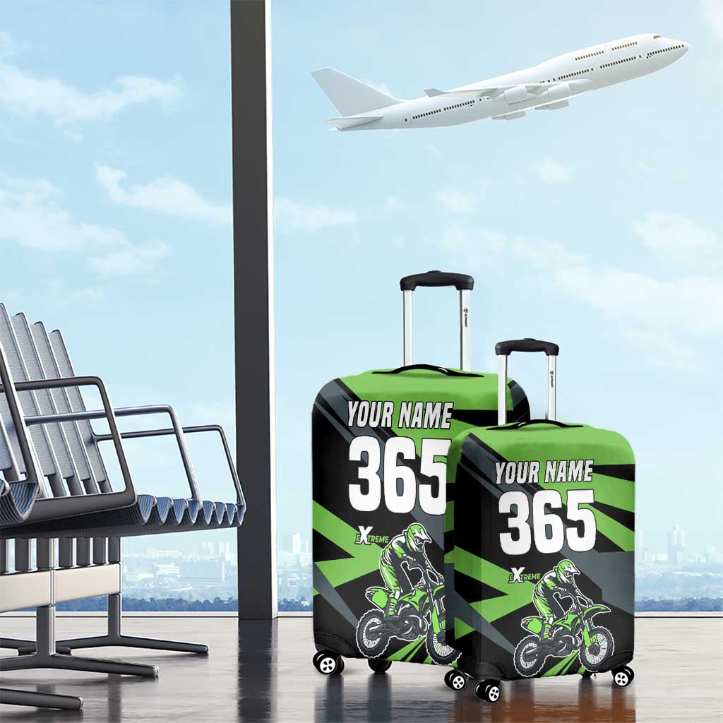 Custom Green Extreme Motocross Luggage Cover Dirt Bike Rider Design - Wonder Print Shop