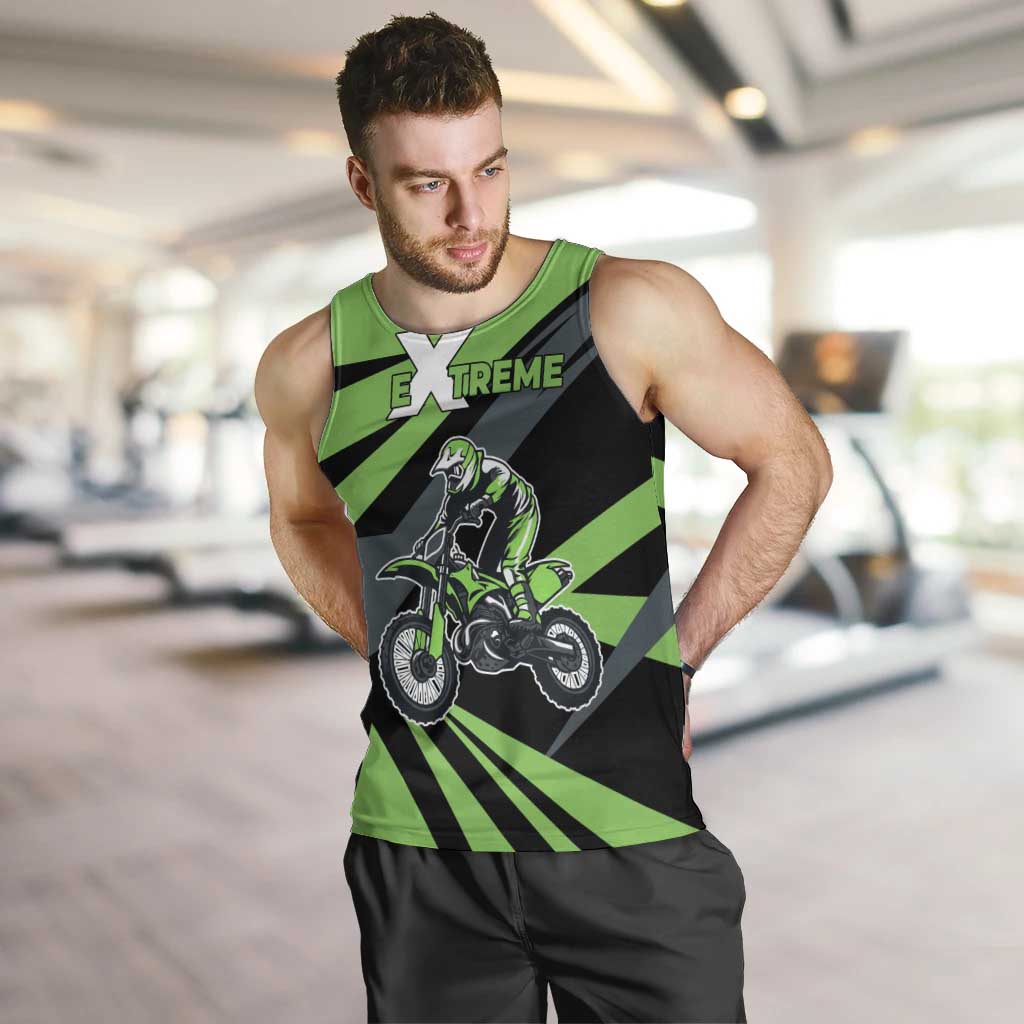 Custom Green Extreme Motocross Men Tank Top Dirt Bike Rider Design - Wonder Print Shop