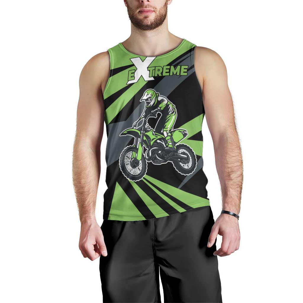 Custom Green Extreme Motocross Men Tank Top Dirt Bike Rider Design - Wonder Print Shop