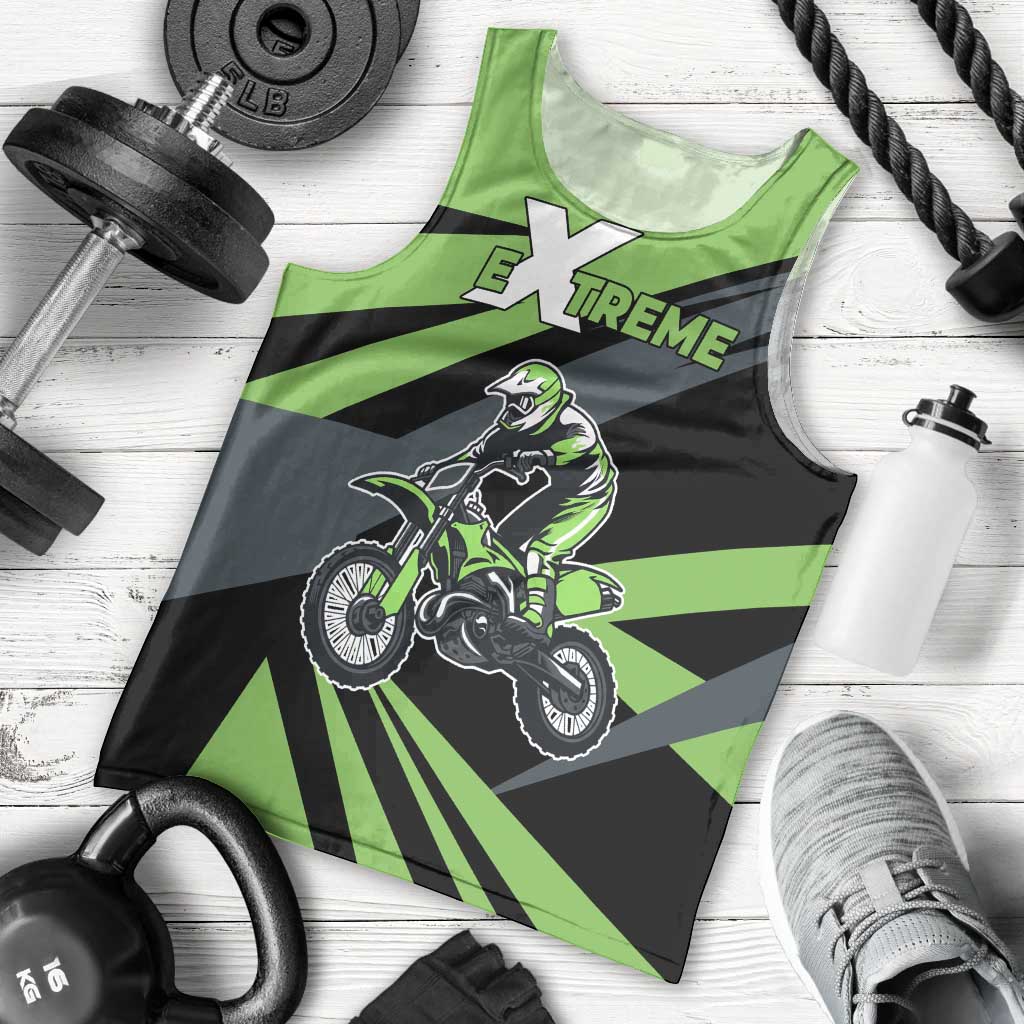 Custom Green Extreme Motocross Men Tank Top Dirt Bike Rider Design - Wonder Print Shop