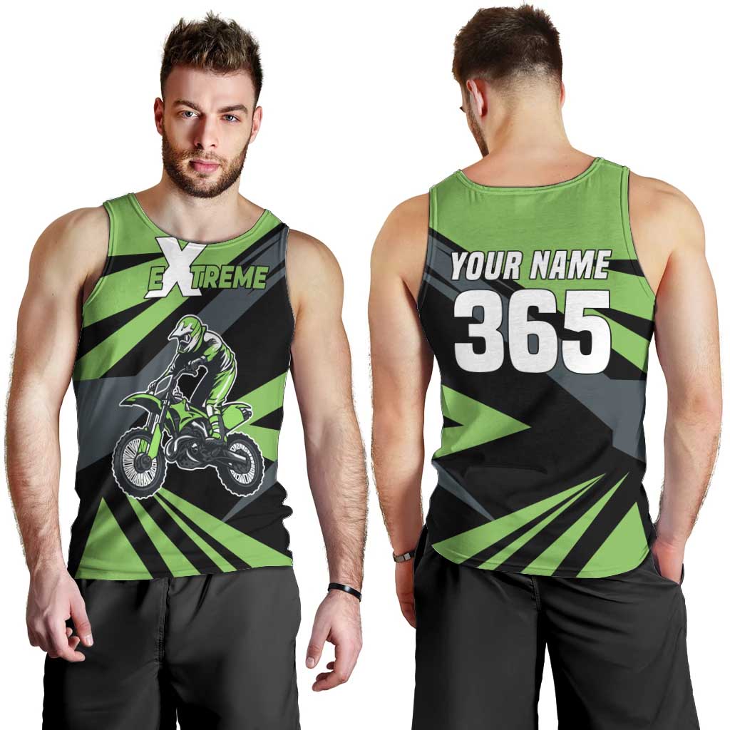 Custom Green Extreme Motocross Men Tank Top Dirt Bike Rider Design - Wonder Print Shop